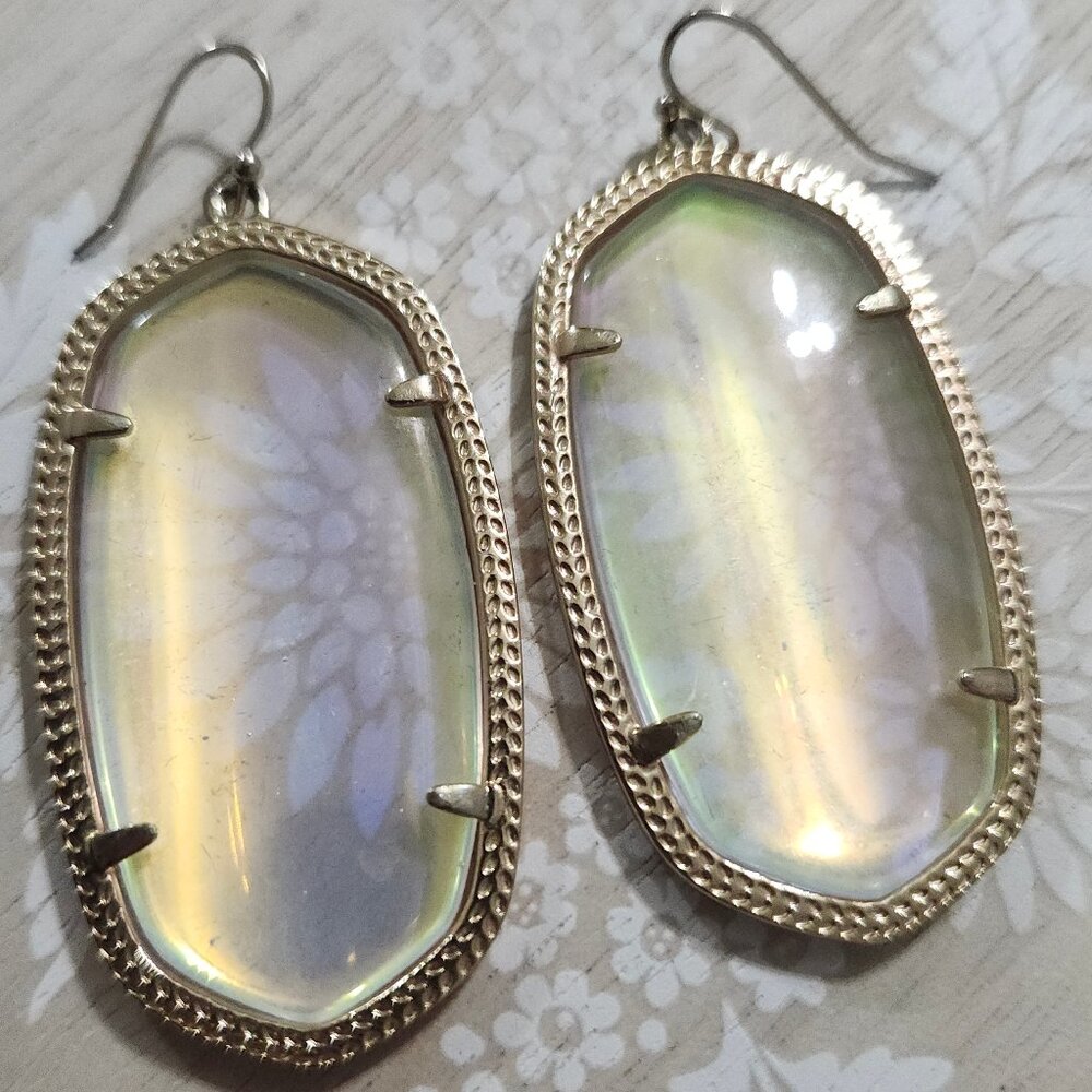 Kendra Scott Clear Iridescent Danielle Gold Drop Earrings
